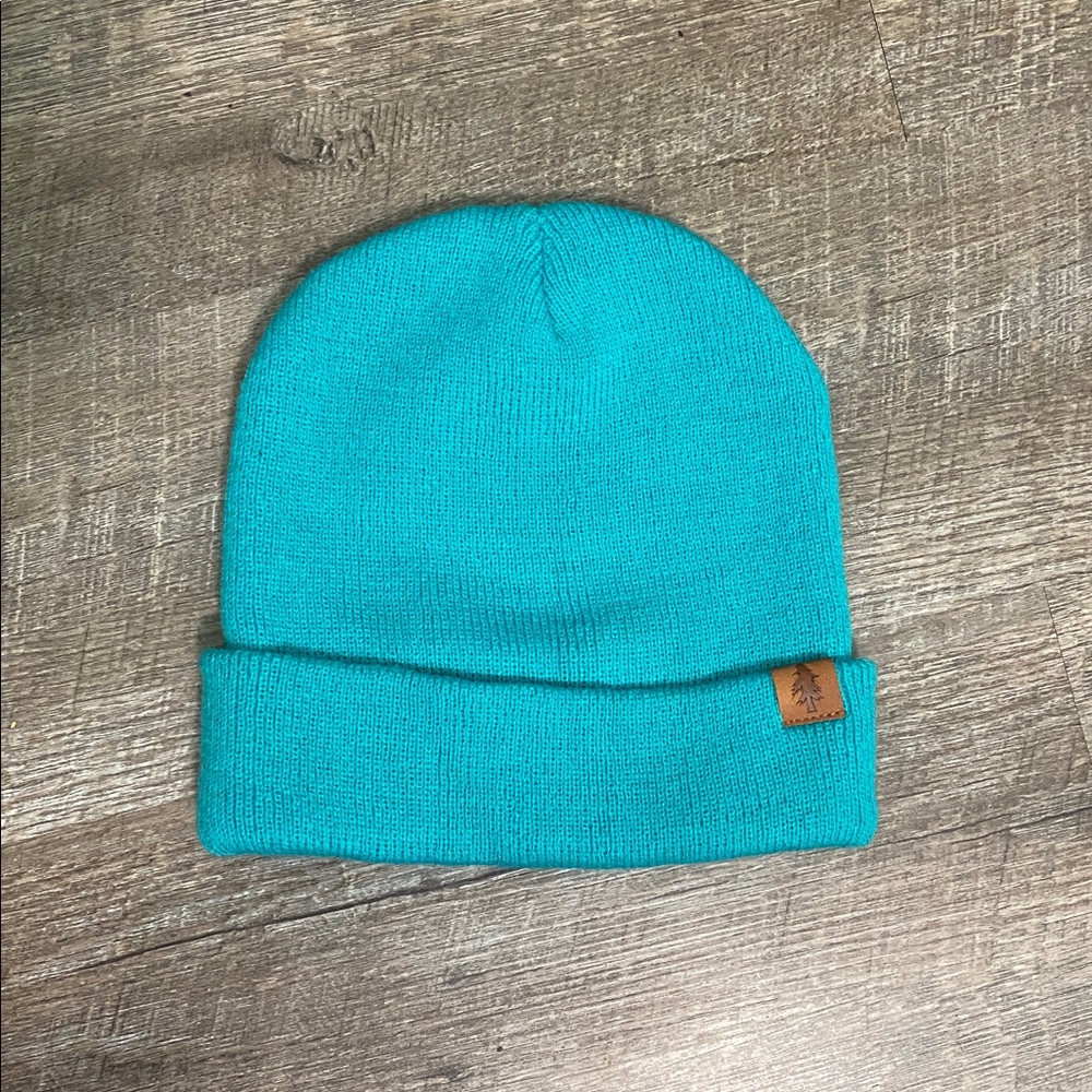 Teal Knit Beanie with Logo Patch